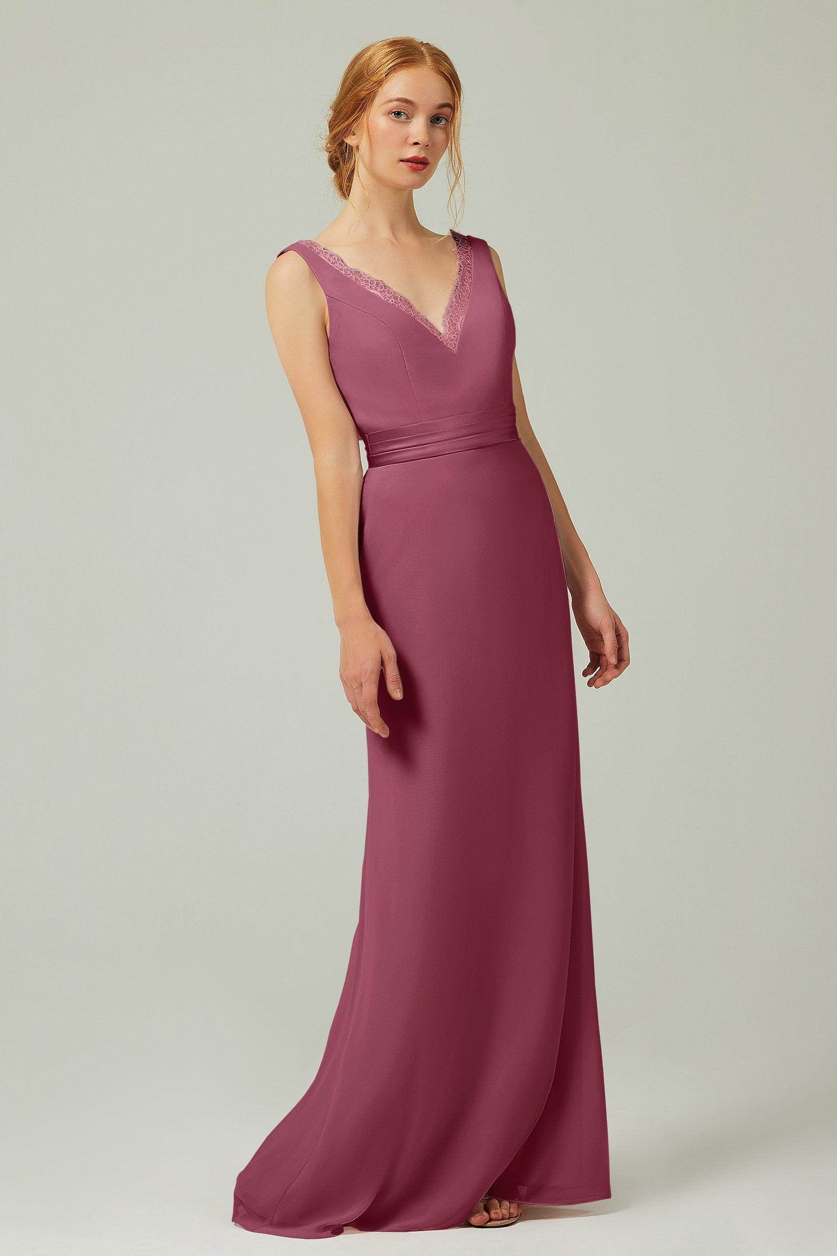 Sheath-Column Floor Length Chiffon Bridesmaid Dress CB0320 - COCOMELODY